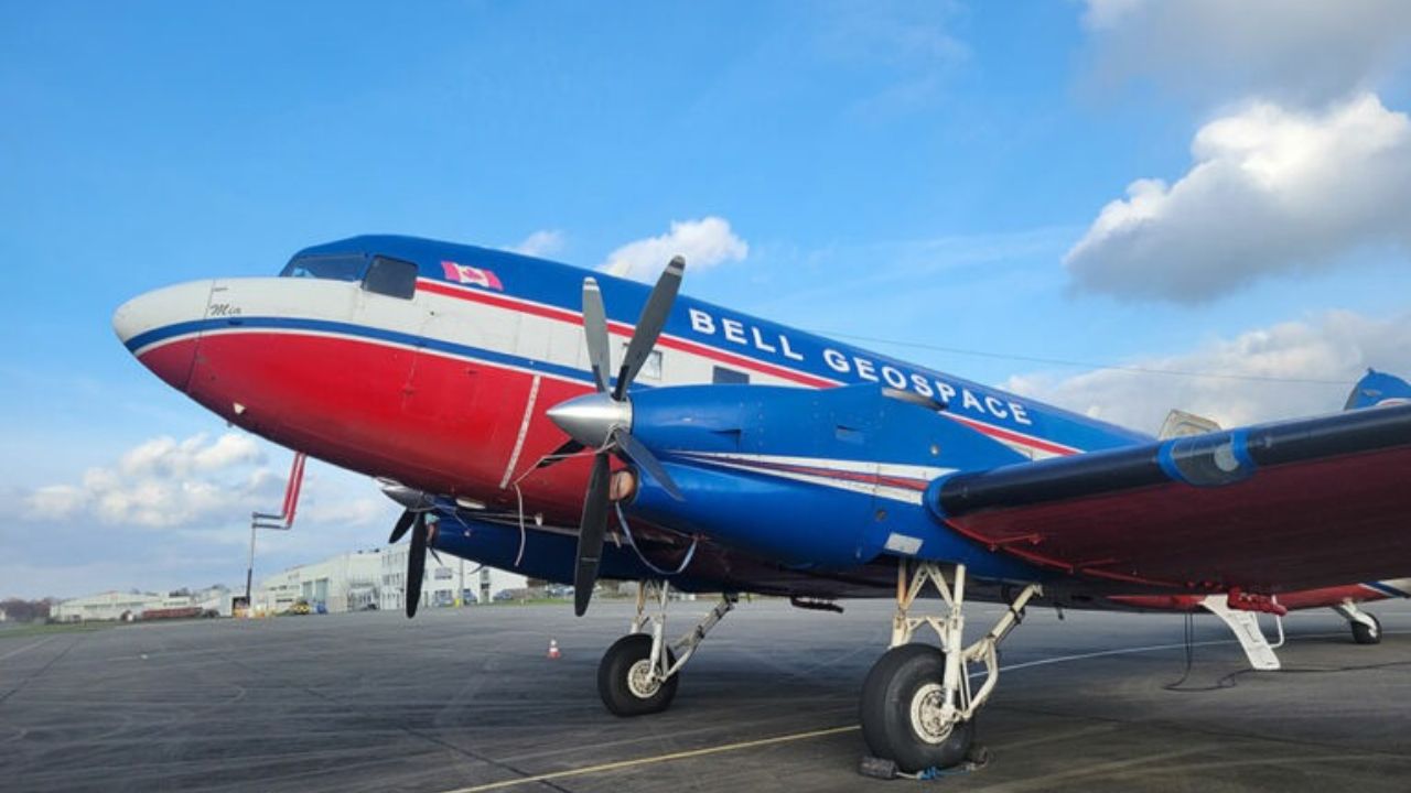 Avion Bell Geospace spécialisé dans les mesures des propriétés des roches sous terre